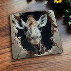 Adorable Giraffe Peek-A-Boo - Pack of 4 Neoprene Coasters - Laser Design Creations