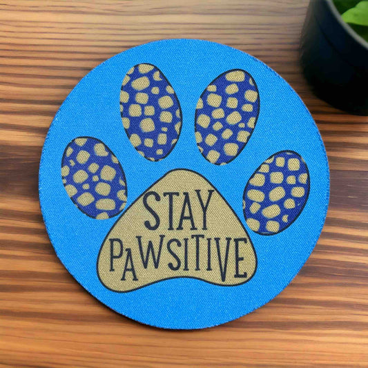 Stay Pawsitive Dog Paw Design - Pack of 4 Neoprene Coasters - Laser Design Creations