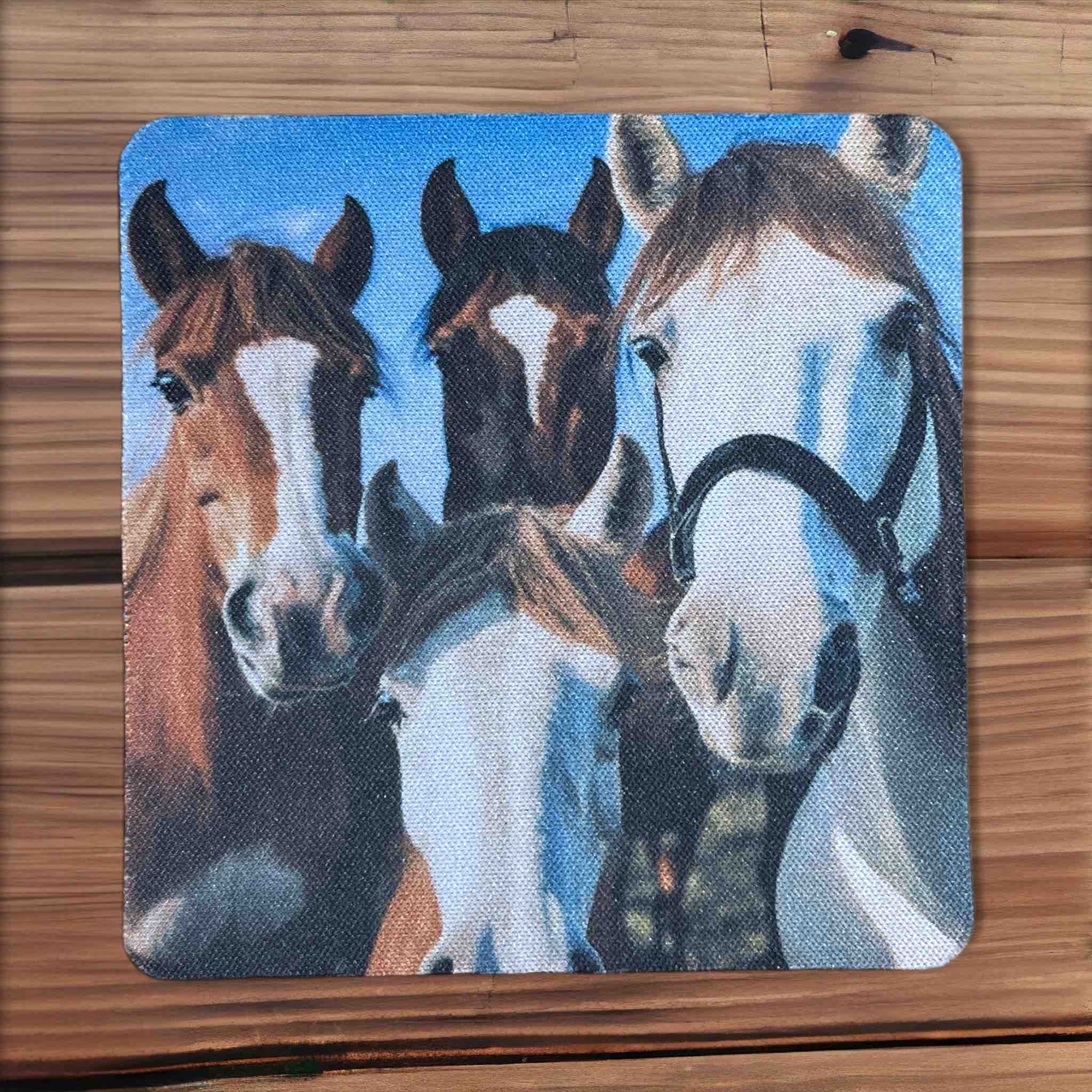 Playful Horse 'Selfie' Design for Horse Enthusiasts - Pack of 4 Neoprene Coasters - Laser Design Creations