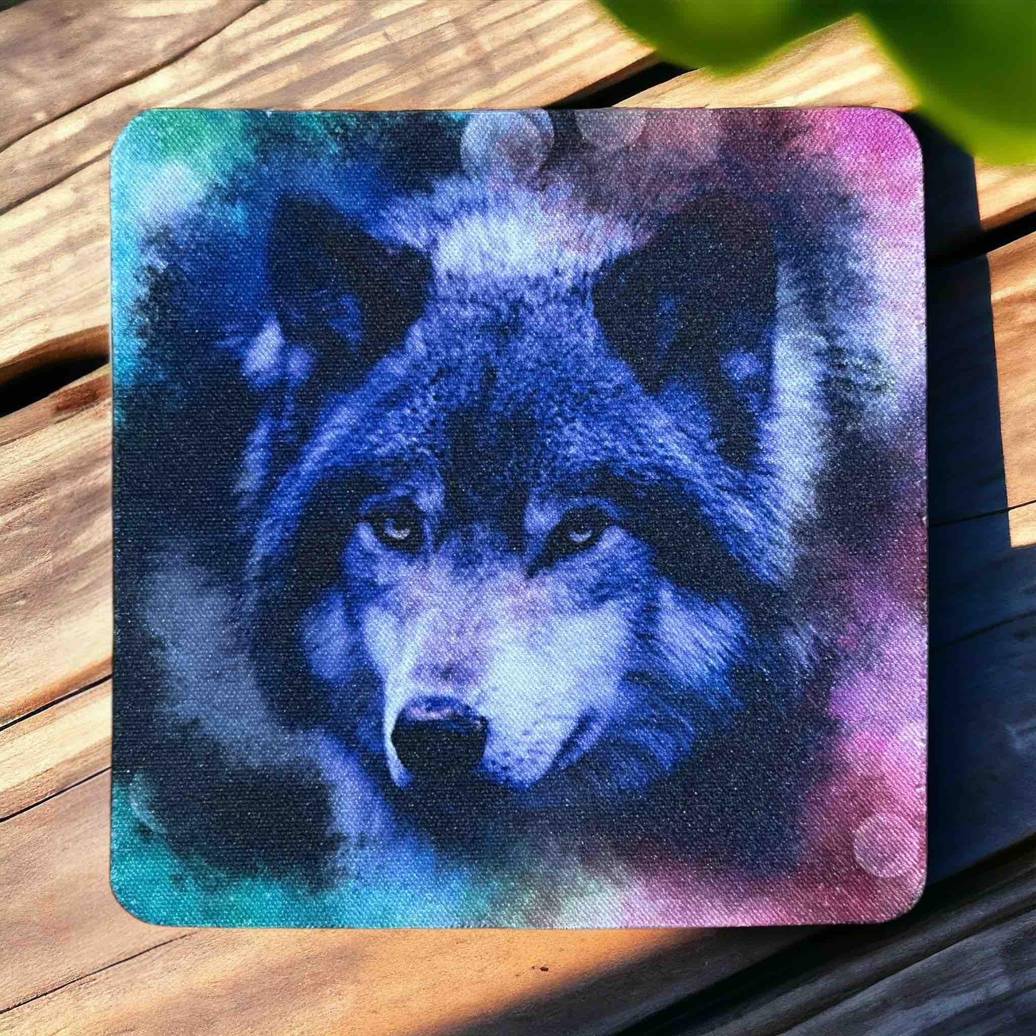 Mystical Wolf Vibrant Nebula & Galactic Design - Pack of 4 Neoprene Coasters - Laser Design Creations