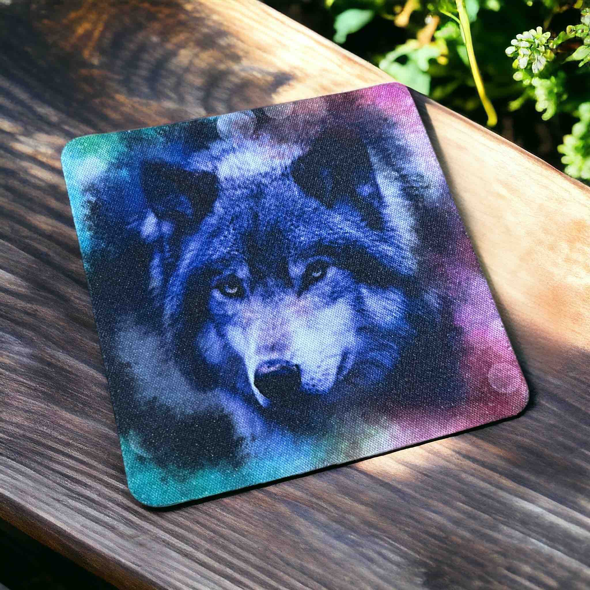 Mystical Wolf Vibrant Nebula & Galactic Design - Pack of 4 Neoprene Coasters - Laser Design Creations