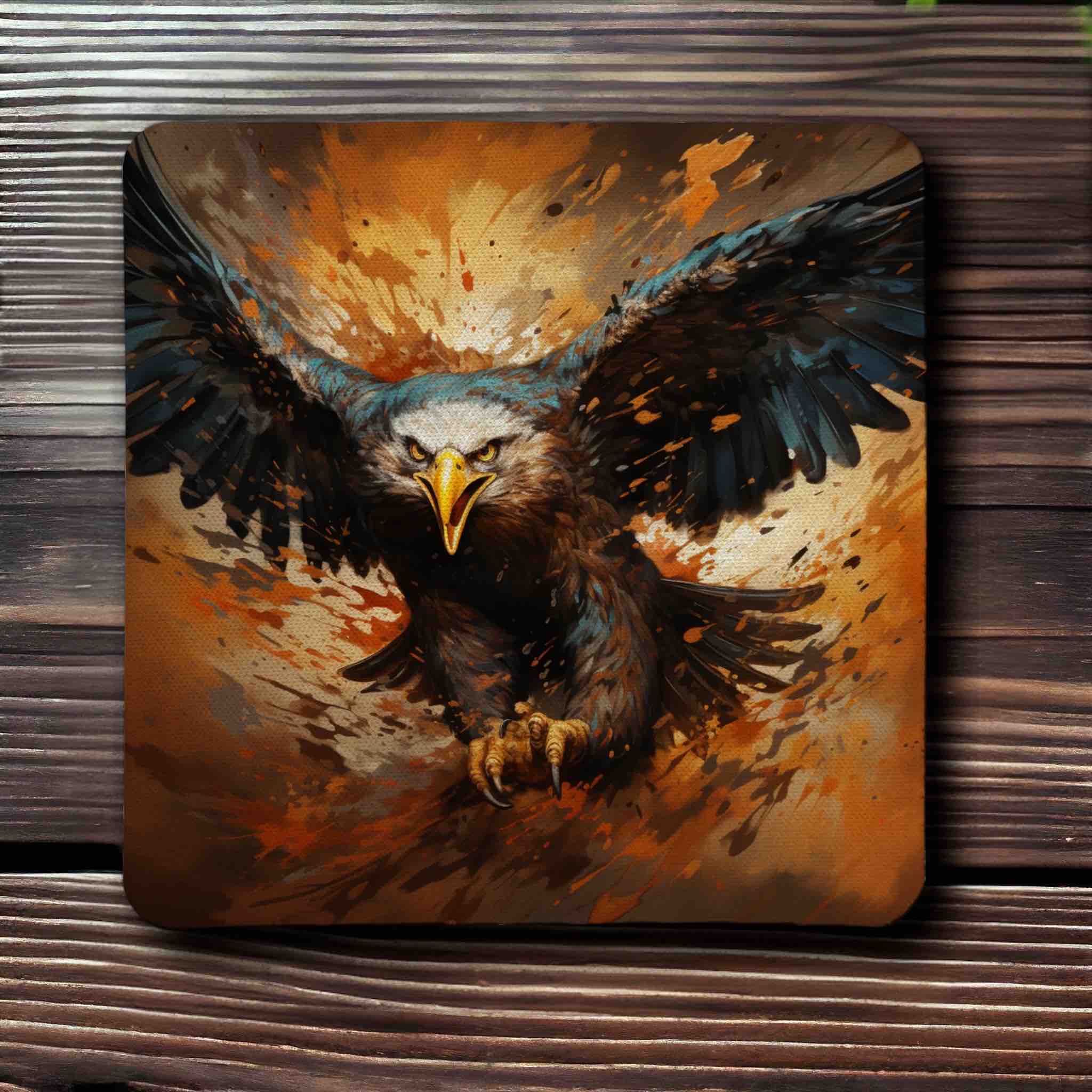 Majestic Eagle Dynamic Splash Art Designs - Pack of 4 Neoprene Coasters - Laser Design Creations
