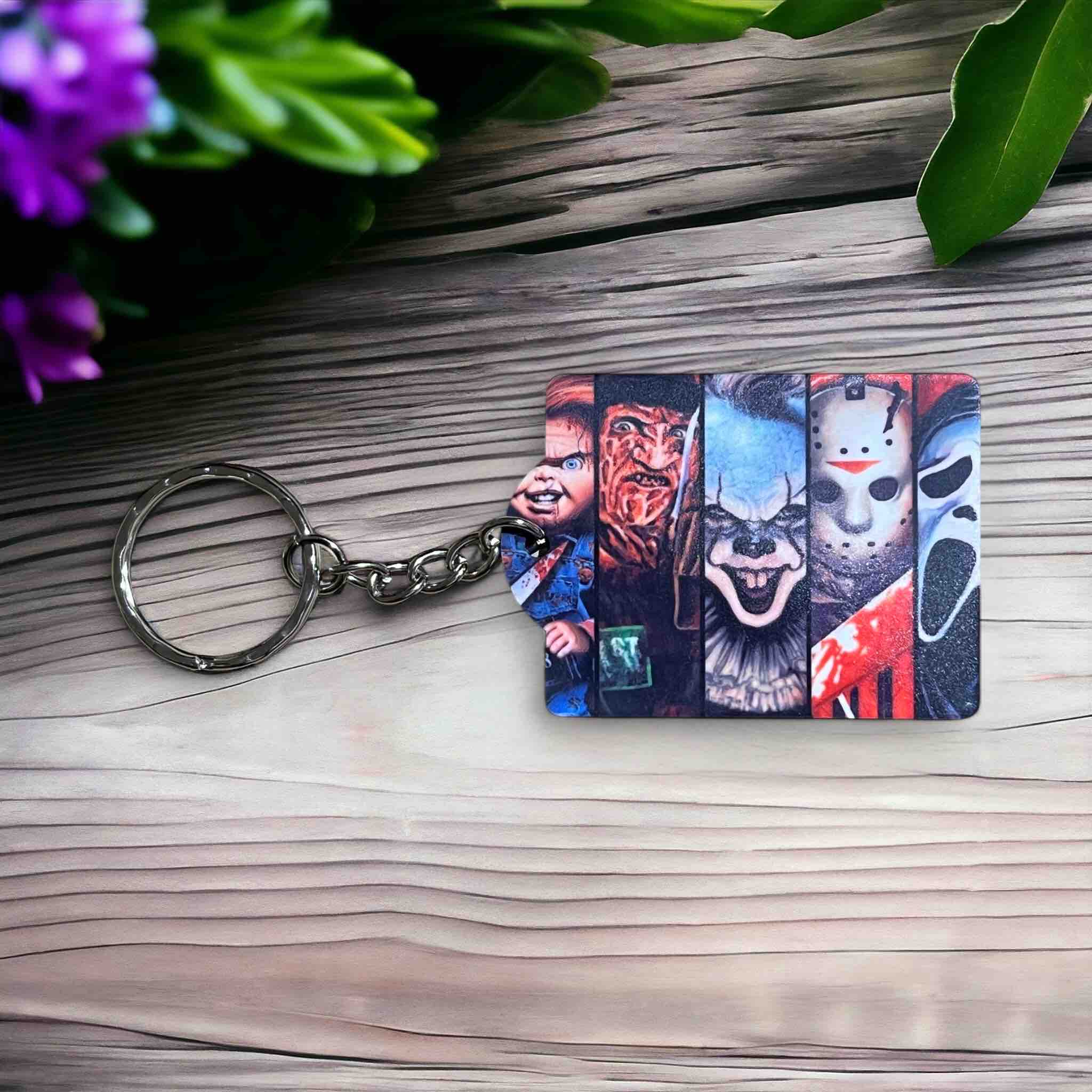 'Horror Icons' Spooky Slashers Keychain Thriller Fans - Keyring / Bag Tag - Laser Design Creations