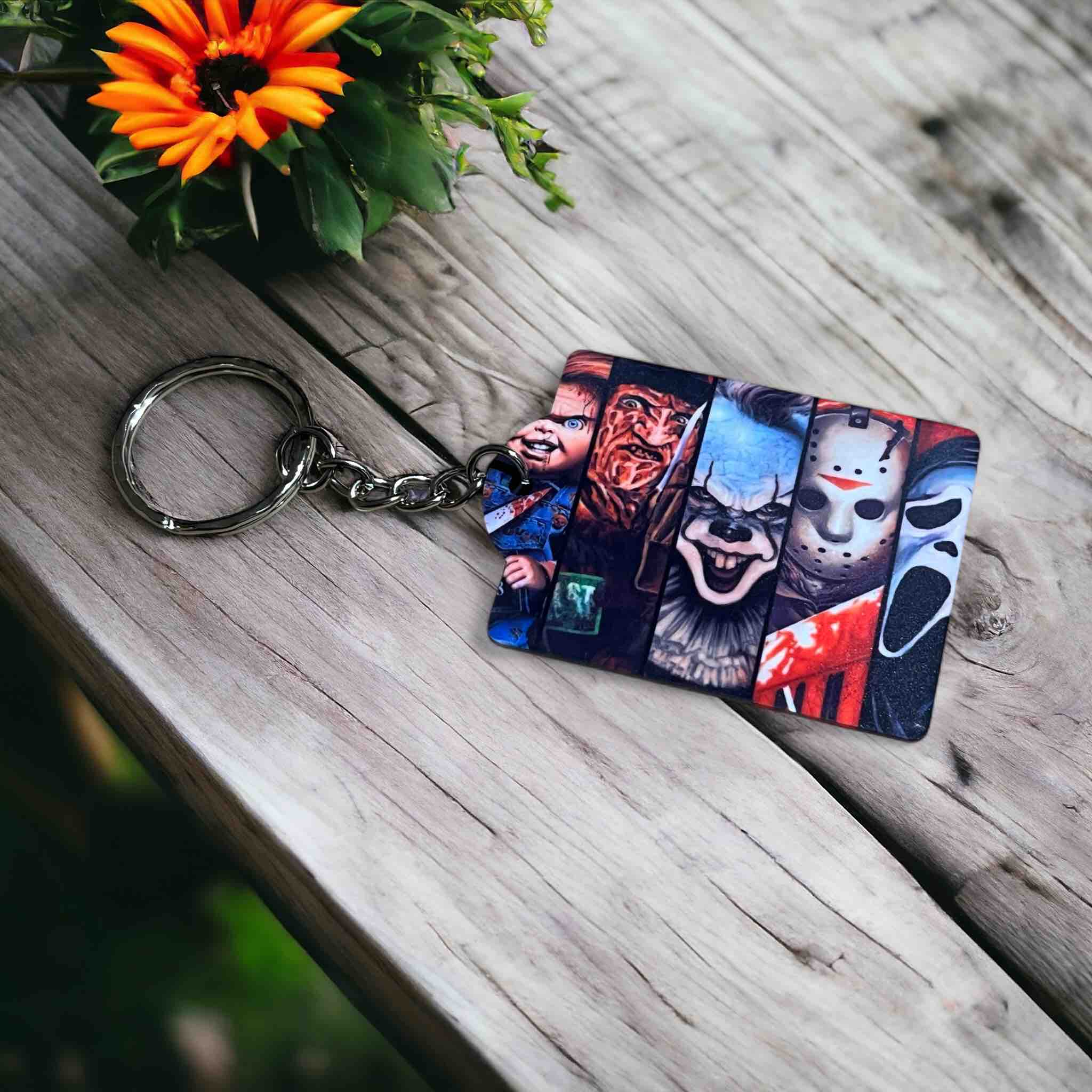 'Horror Icons' Spooky Slashers Keychain Thriller Fans - Keyring / Bag Tag - Laser Design Creations