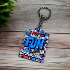 I Put the Fun in Dysfunctional! Vibrant Pop Art - Keyring / Bag Tag - Laser Design Creations