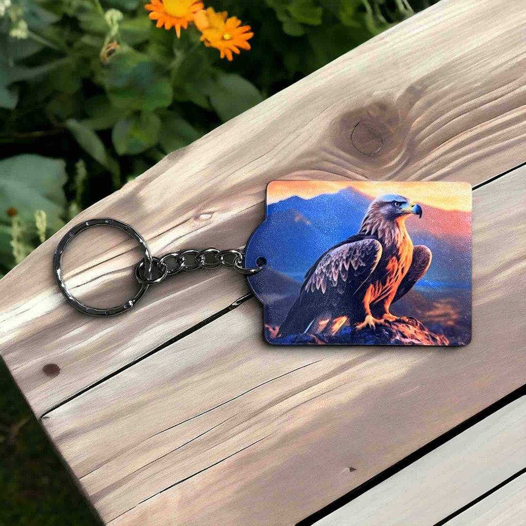 'Majestic Eagle Sunset' Playful Wilderness Vibe - Keyring / Bag Tag - Laser Design Creations