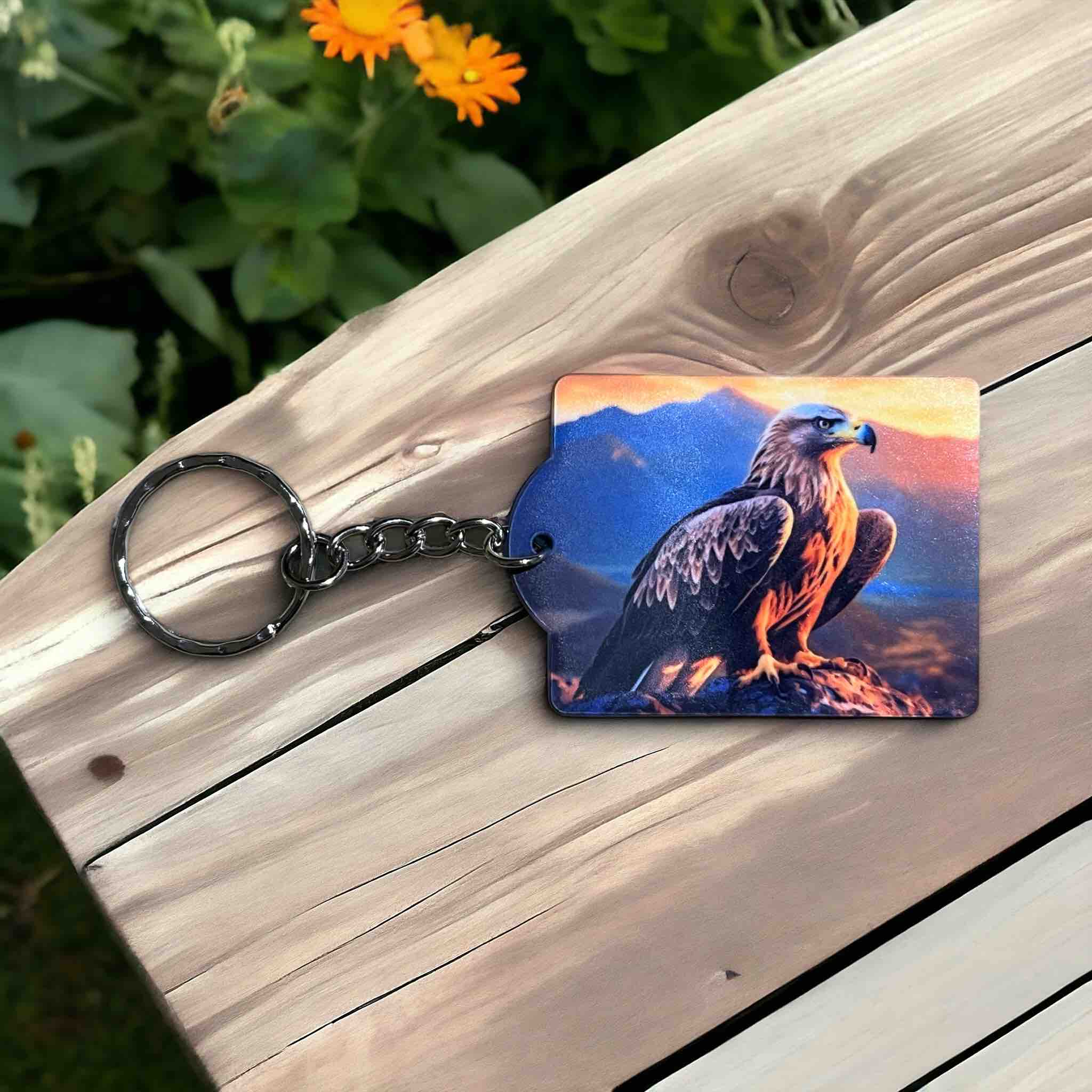 'Majestic Eagle Sunset' Playful Wilderness Vibe - Keyring / Bag Tag - Laser Design Creations