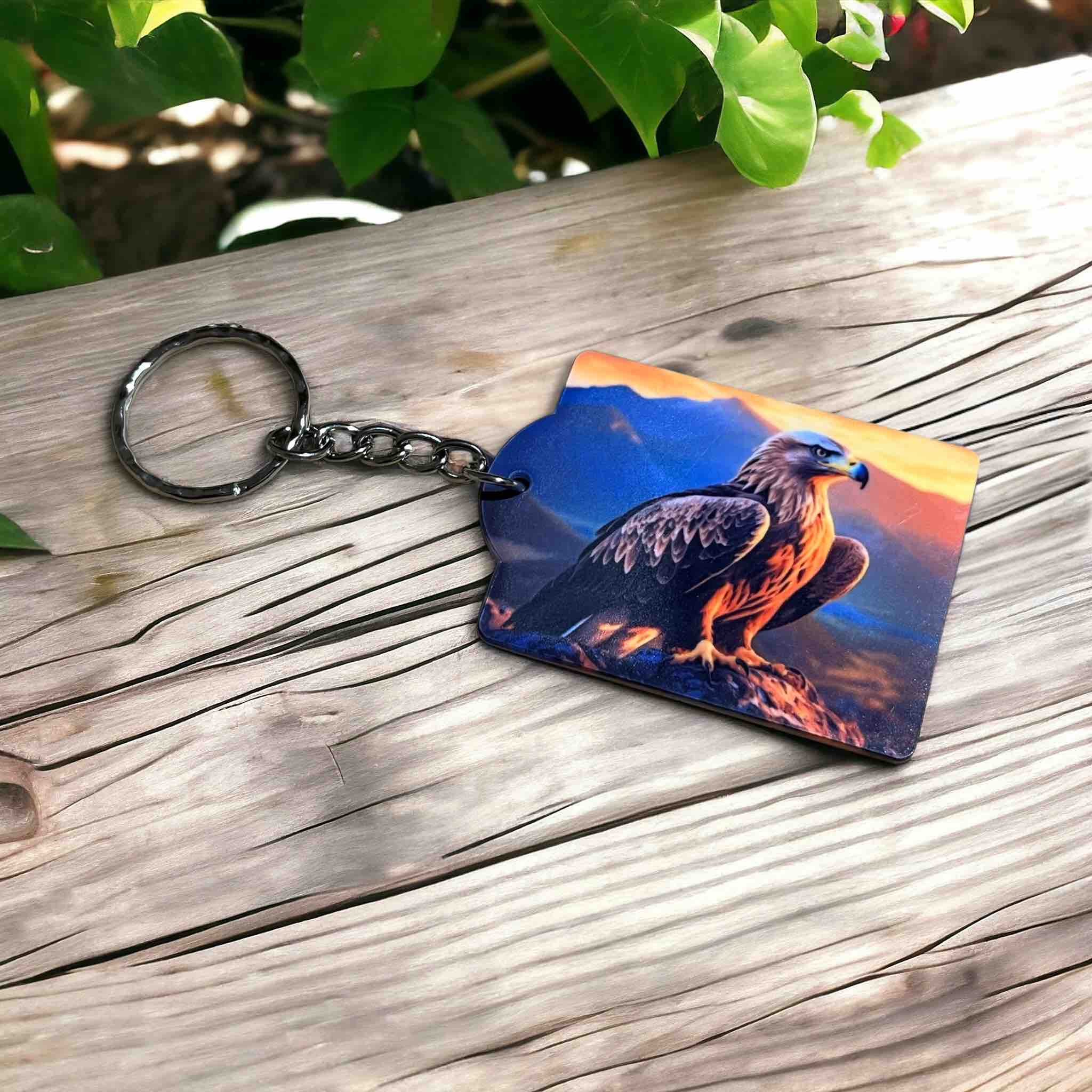'Majestic Eagle Sunset' Playful Wilderness Vibe - Keyring / Bag Tag - Laser Design Creations