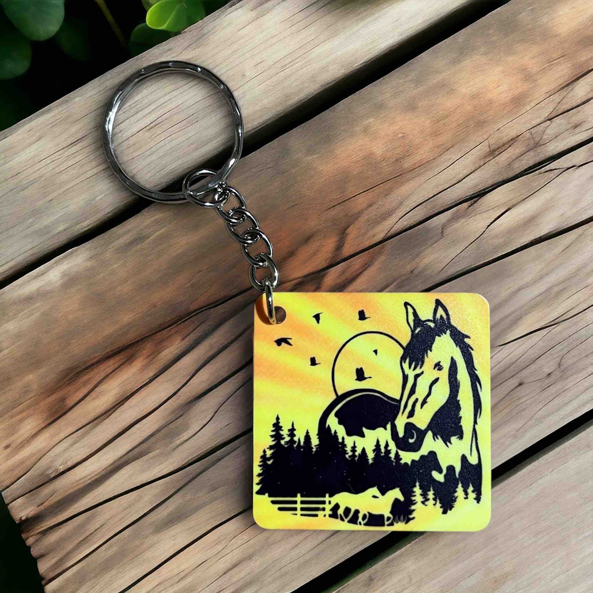 'Wild Horse Sunset' Playful Wilderness Vibe - Keyring / Bag Tag - Laser Design Creations