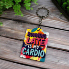 Running Late Is My Cardio! Colourful Retro Design - Keyring / Bag Tag - Laser Design Creations