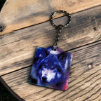 Majestic Blue Wolf with Nebula Design - Keyring / Bag Tag - Laser Design Creations