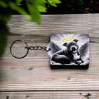 'Angel Staffordshire Bull Terrier' Staffy Halo Design - Keyring / Bag Tag - Laser Design Creations