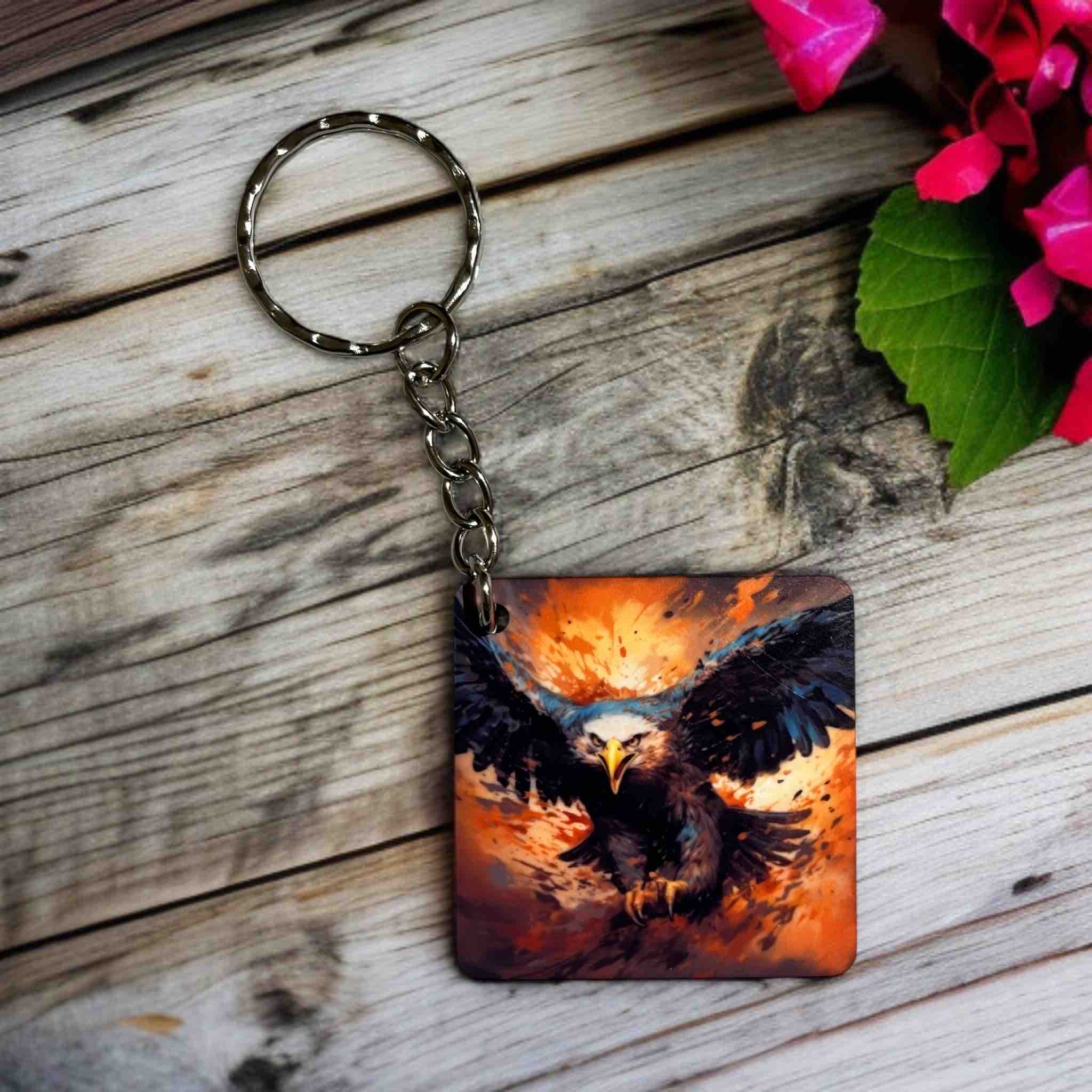 'Majestic Eagle' Fiery Dynamic Eagle Designs - Keyring / Bag Tag - Laser Design Creations