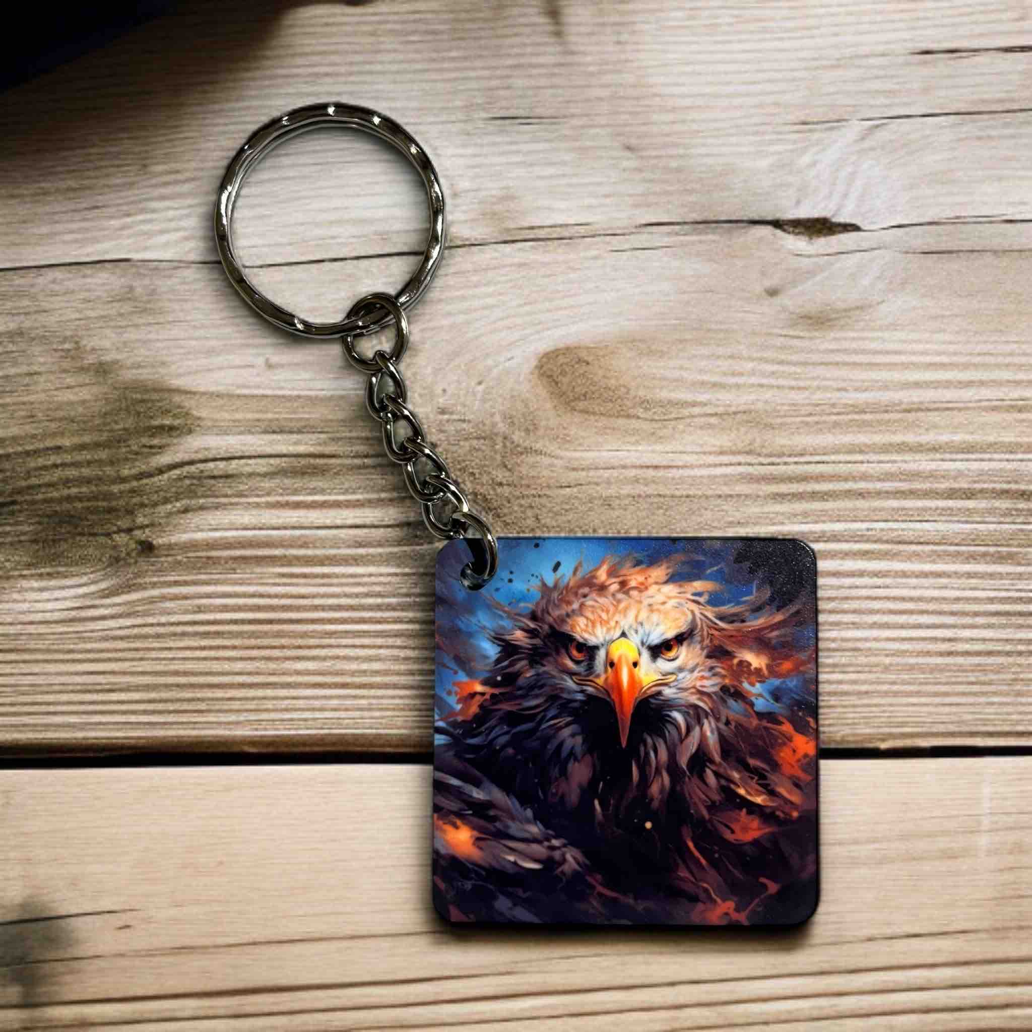 'Majestic Eagle' Fiery Dynamic Eagle Designs - Keyring / Bag Tag - Laser Design Creations