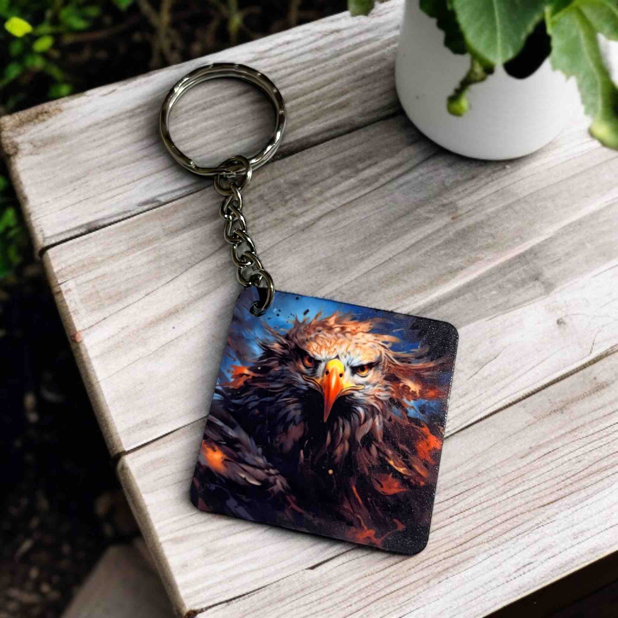 'Majestic Eagle' Fiery Dynamic Eagle Designs - Keyring / Bag Tag - Laser Design Creations
