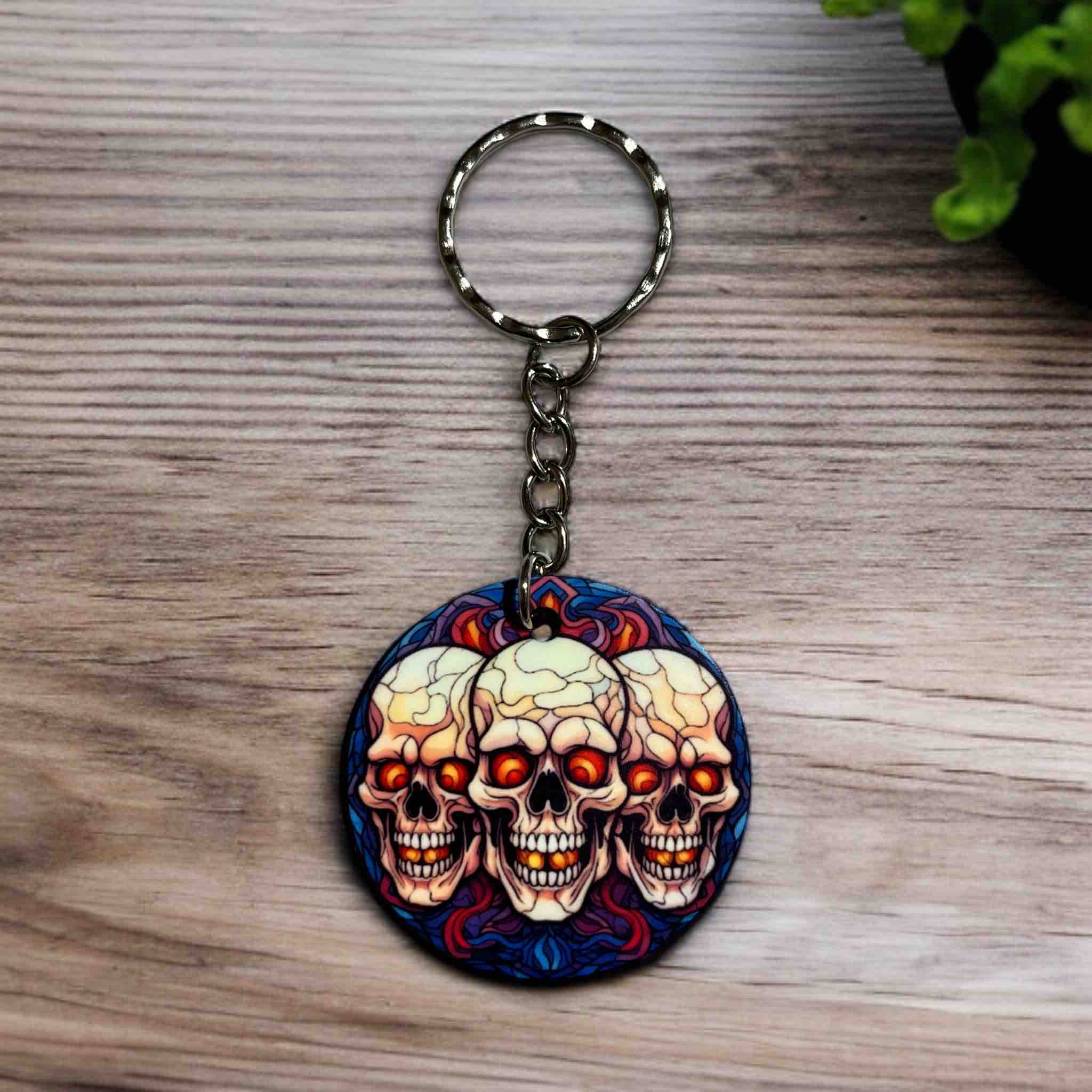 Fiery Mystic Skull Designs - Keyrings / Bag Tags - Laser Design Creations