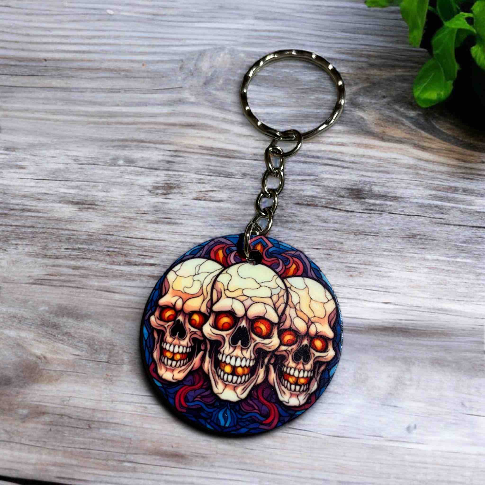 Fiery Mystic Skull Designs - Keyrings / Bag Tags - Laser Design Creations