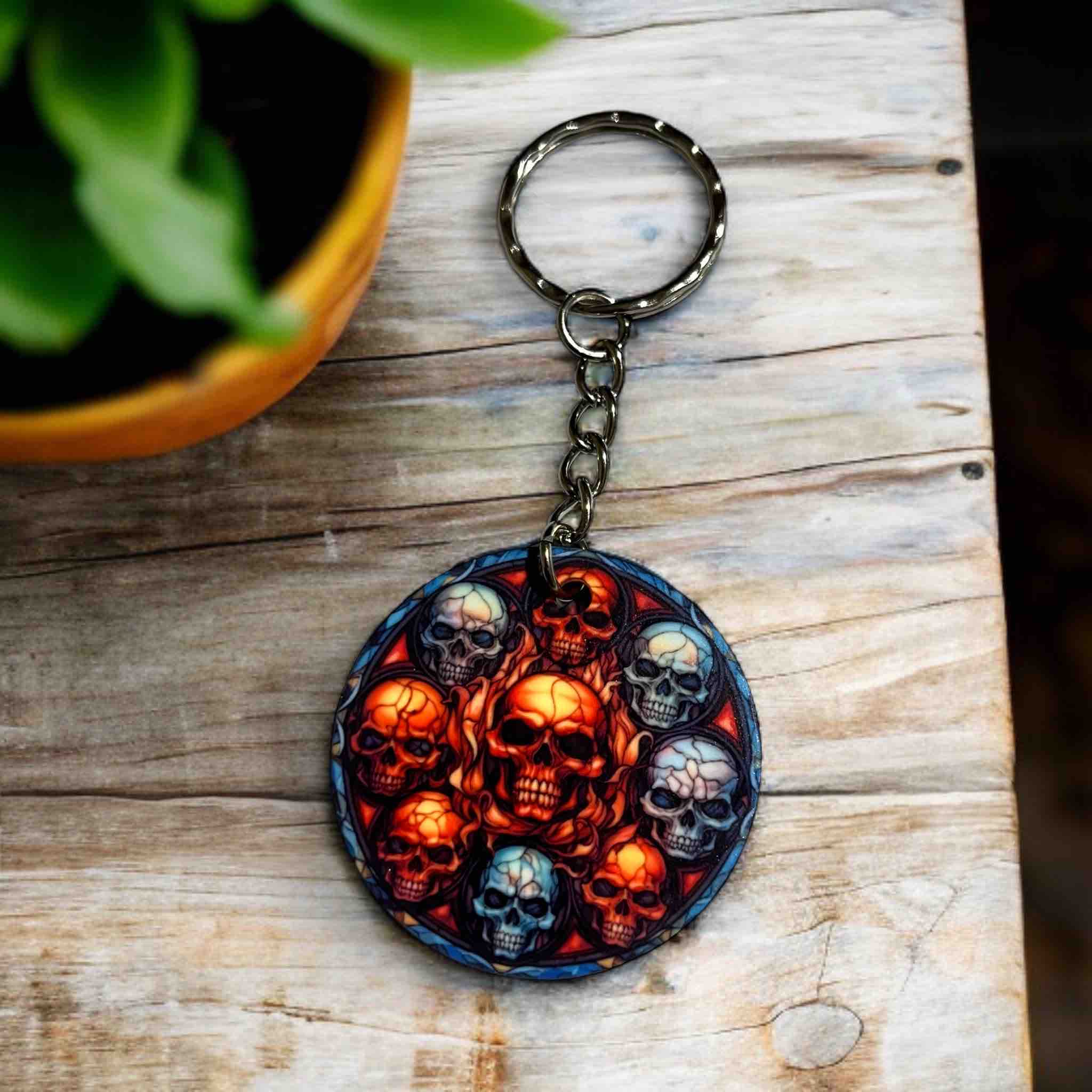 Fiery Mystic Skull Designs - Keyrings / Bag Tags - Laser Design Creations
