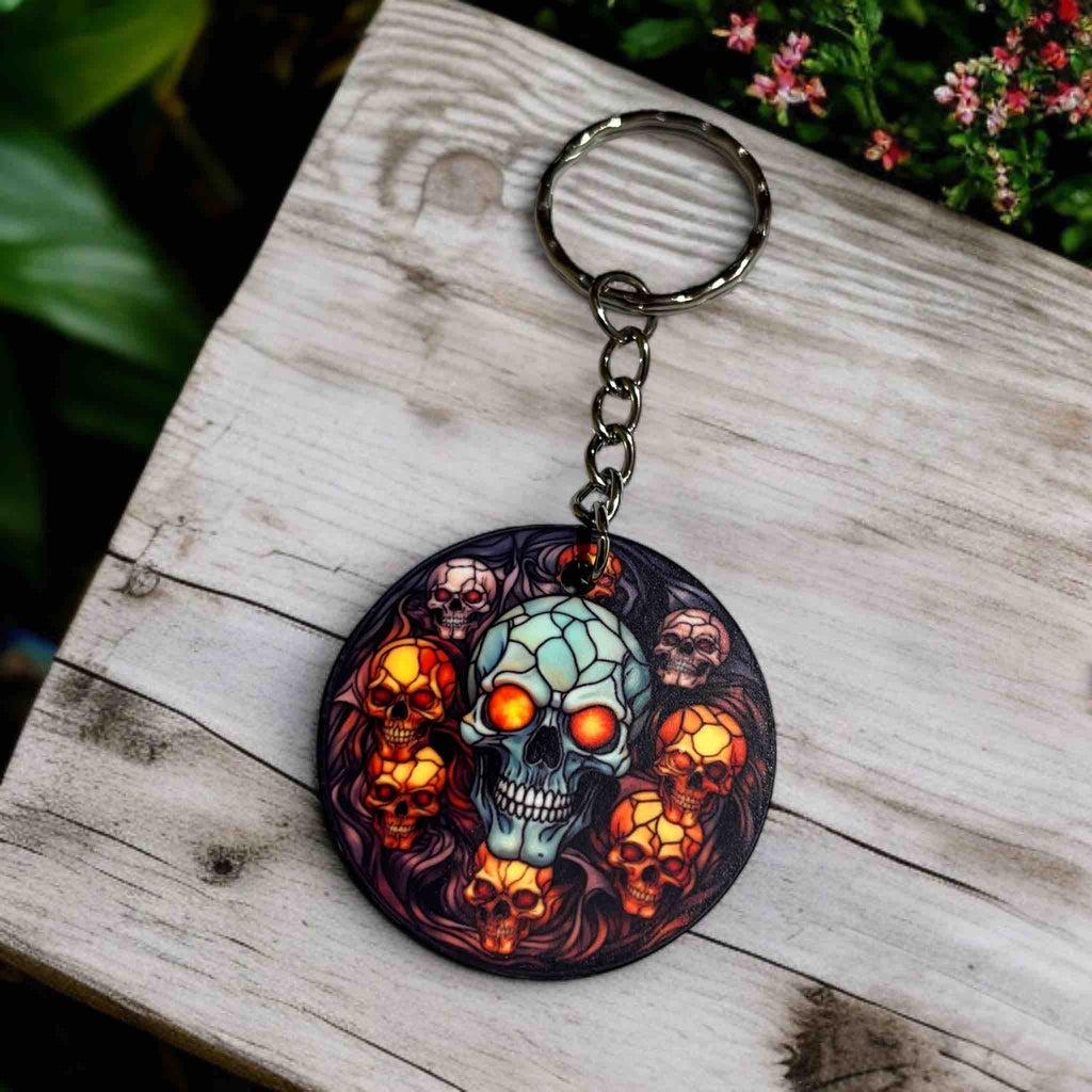 Fiery Mystic Skull Designs - Keyrings / Bag Tags - Laser Design Creations