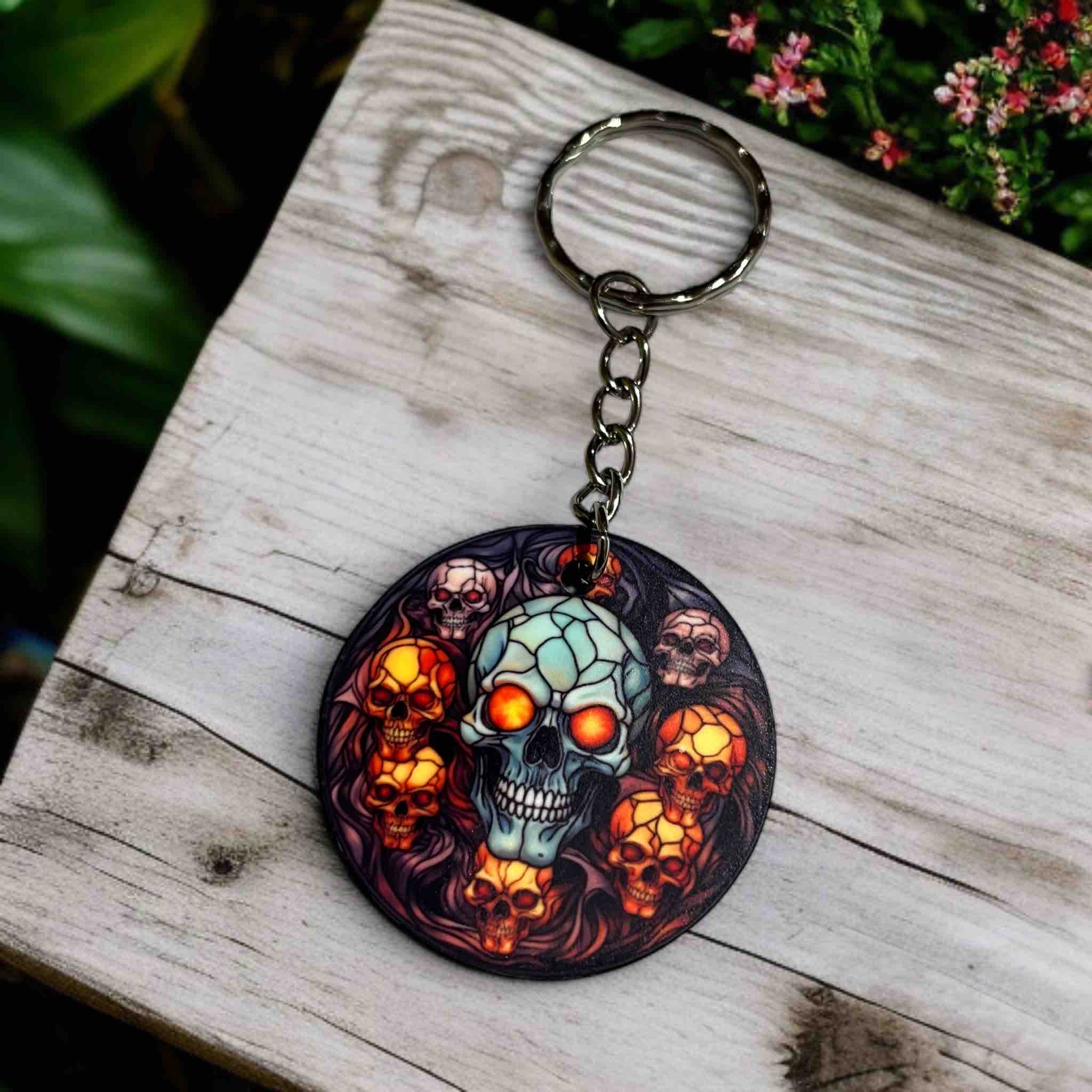Fiery Mystic Skull Designs - Keyrings / Bag Tags - Laser Design Creations