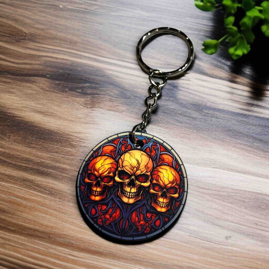 Fiery Mystic Skull Designs - Keyrings / Bag Tags - Laser Design Creations