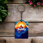 'Live Boldly' - Inspirational Mountain Sunset - Keyring / Bag Tag - Laser Design Creations