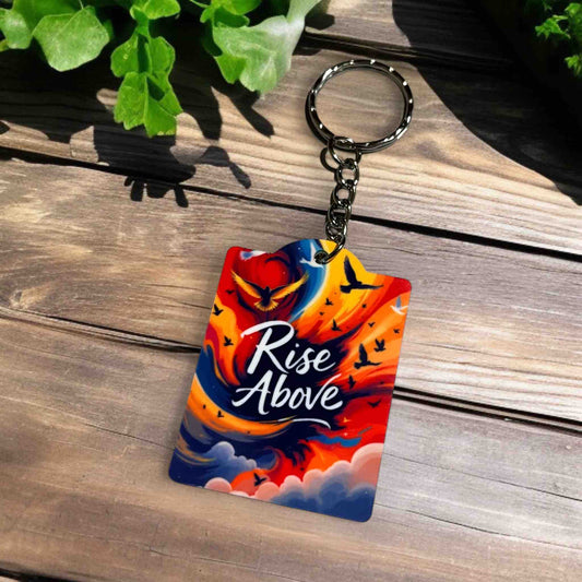 Rise Above - Inspirational Vibrant Sunset Birds - Keyring / Bag Tag - Laser Design Creations