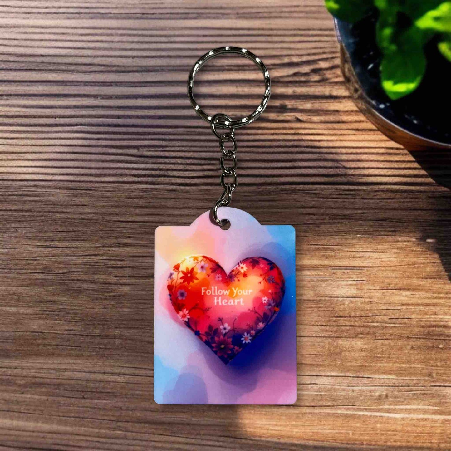Follow Your Heart - Floral Heart with Pastel Glow - Keyring / Bag Tag - Laser Design Creations