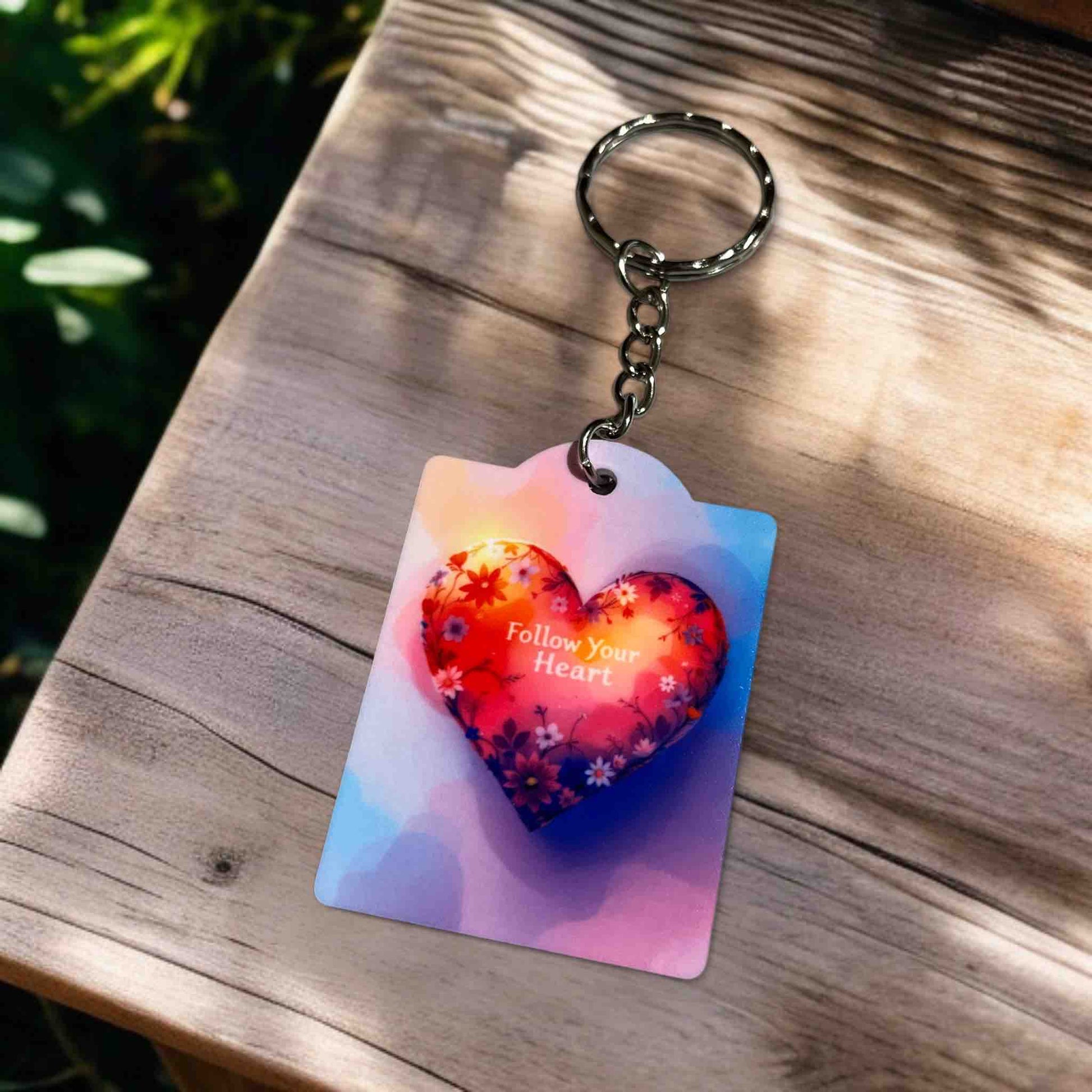 Follow Your Heart - Floral Heart with Pastel Glow - Keyring / Bag Tag - Laser Design Creations
