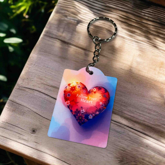 Follow Your Heart - Floral Heart with Pastel Glow - Keyring / Bag Tag - Laser Design Creations