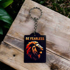 Be Fearless - Motivational Bold Lion with Fiery Mane - Keyring / Bag Tag - Laser Design Creations