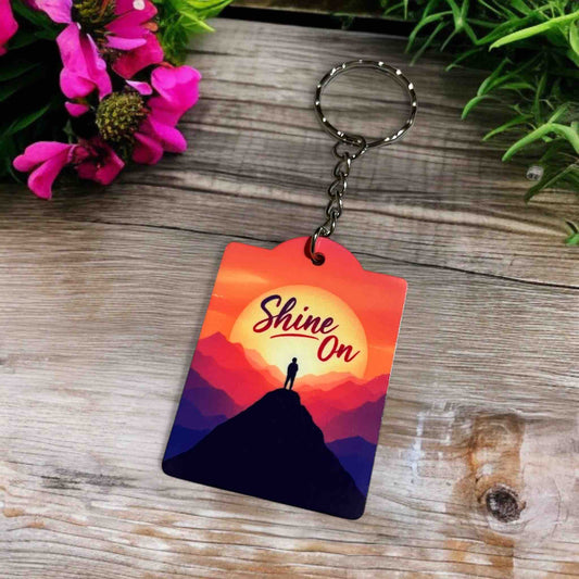 Shine On - Sunset Mountain Inspiration - Keyring / Bag Tag - Laser Design Creations