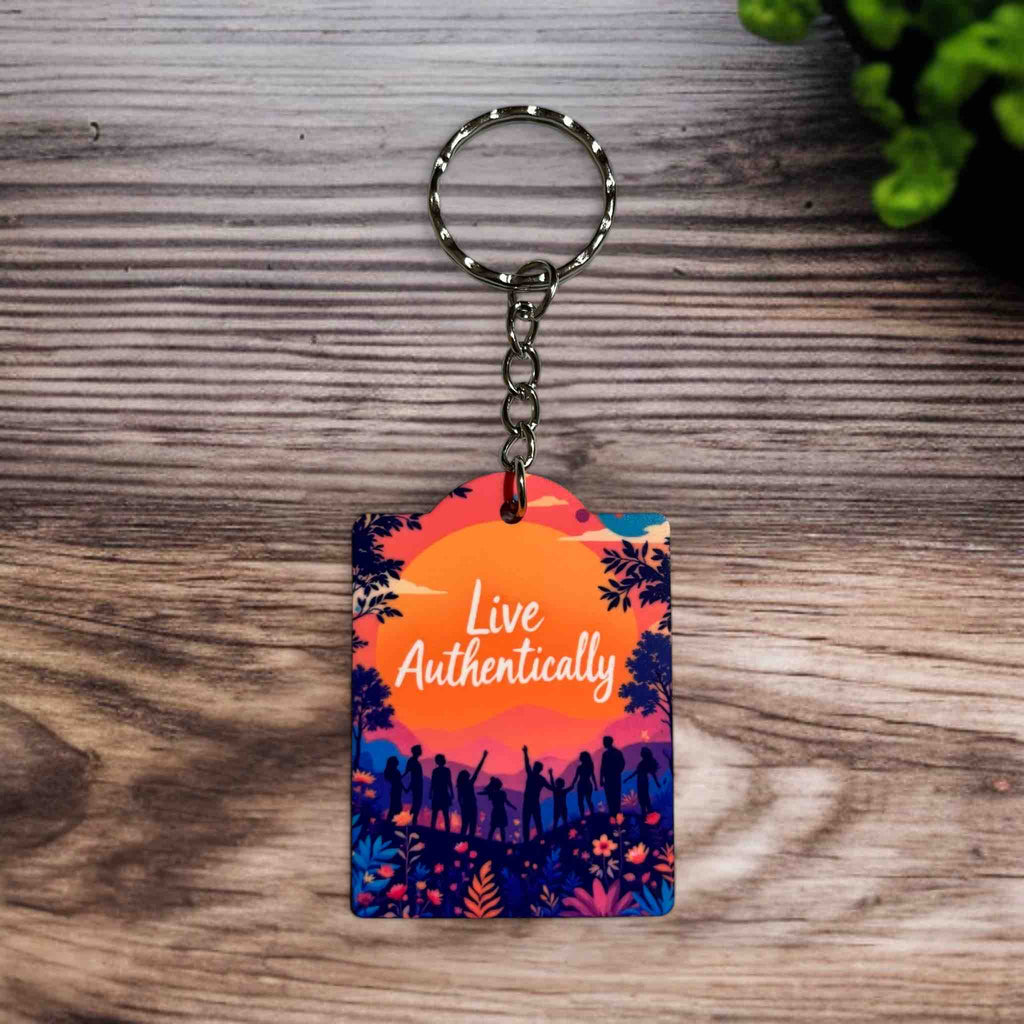 Live Authentically - Motivational Sunset - Keyring / Bag Tag - Laser Design Creations