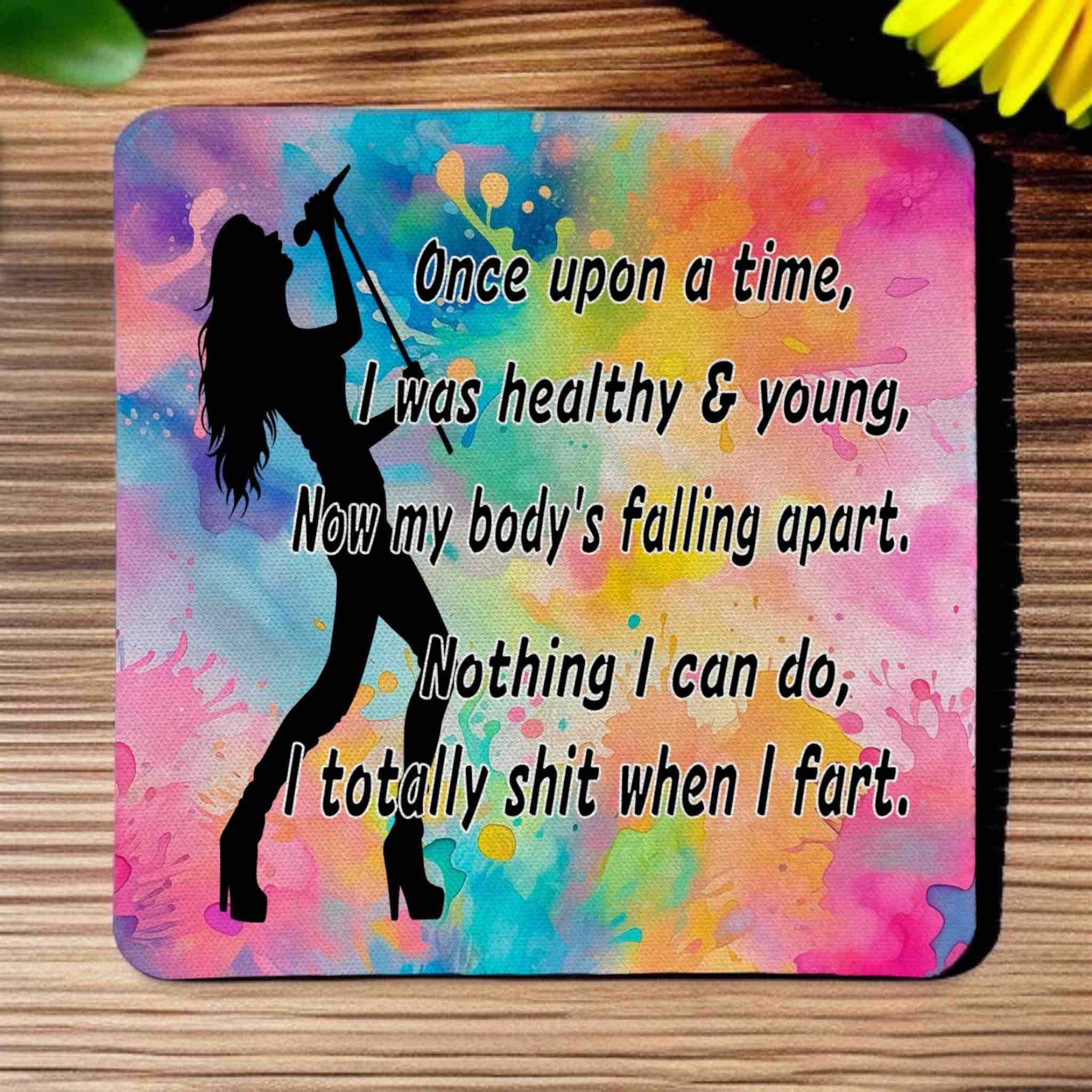 Once Upon a Time, I Totally Shit When I Fart - Pack of 4 Neoprene Coasters - Laser Design Creations