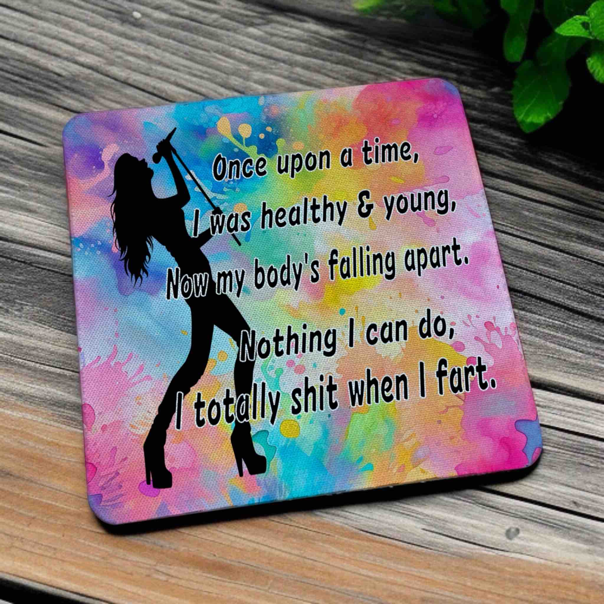 Once Upon a Time, I Totally Shit When I Fart - Pack of 4 Neoprene Coasters - Laser Design Creations