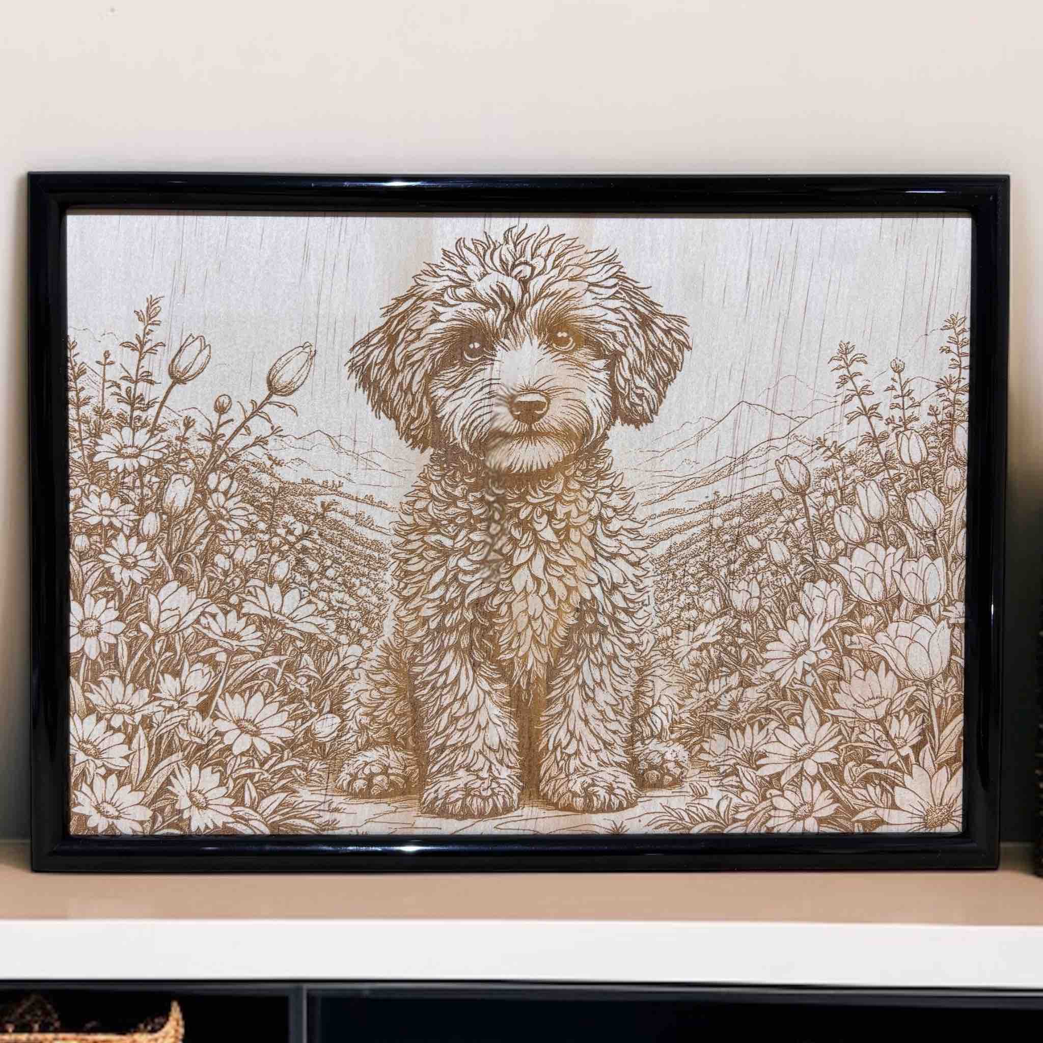 Framed Cavoodle wood art decor on shelf – Laser Design Creations