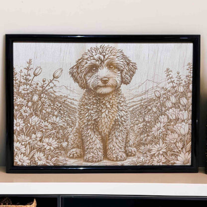 Framed Cavoodle wood art decor on shelf – Laser Design Creations