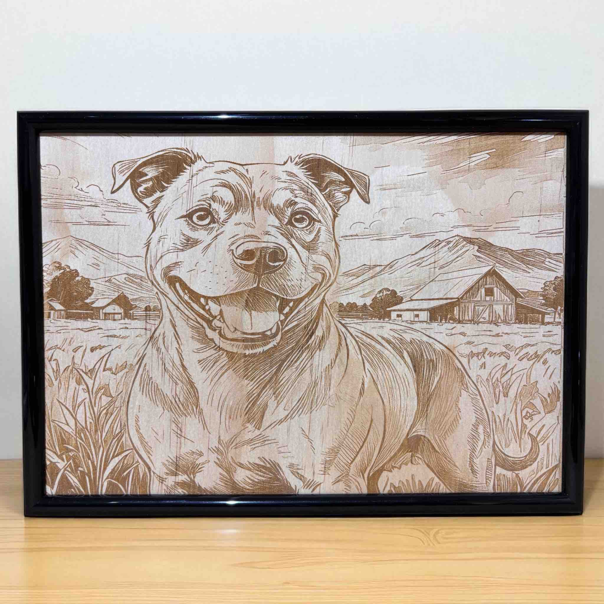 Australian countryside Staffy dog wall art – Laser Design Creations