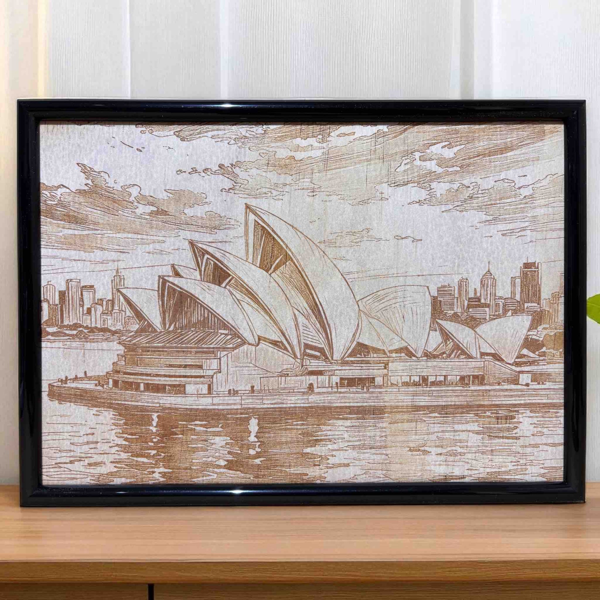 Australian landmark wood engraved decor for home or office, Laser Design Creations.