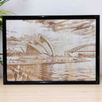 Australian landmark wood engraved decor for home or office, Laser Design Creations.