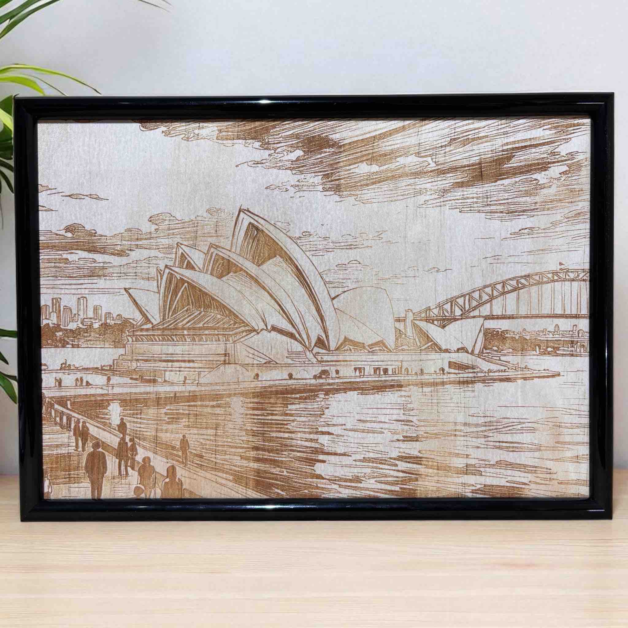 Australian landmark wood engraved decor for home or office, Laser Design Creations.