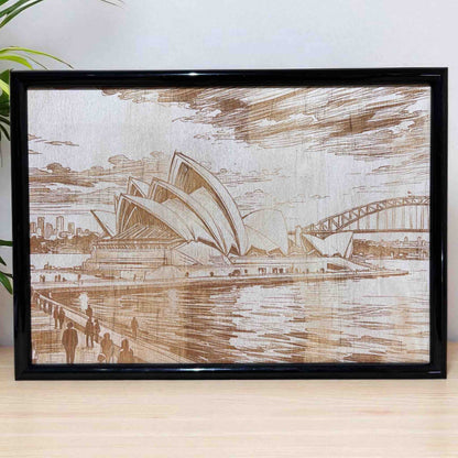 Australian landmark wood engraved decor for home or office, Laser Design Creations.