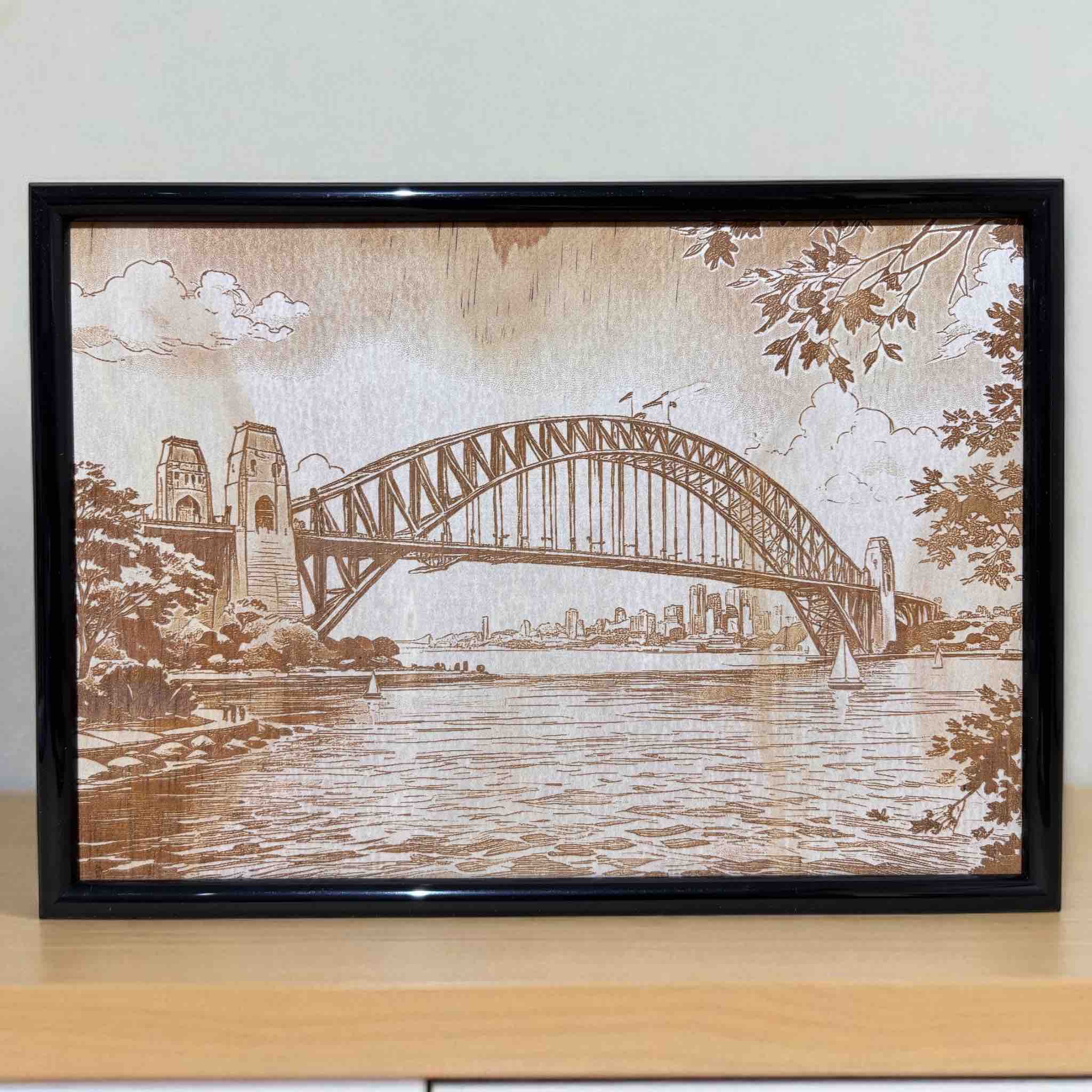Australian landmark wood engraved decor for home or office, Laser Design Creations.