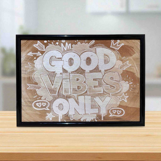 Good Vibes Only graffiti wood engraved art framed decor by Laser Design Creations.