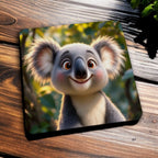 Side view of a set of four Cute Cartoon Koala coasters, a perfect Australian souvenir gift by Laser Design Creations.