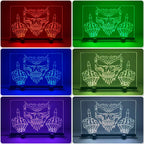 Skull ‘Up Yours’ Design - Acrylic LED Sign / Lamp - Laser Design Creations
