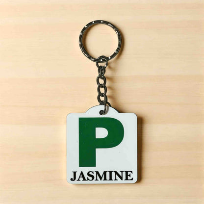 Learner Provisional Driver L / Red P1 / Green P2 Plate Personalised Keyring / Bag Tag