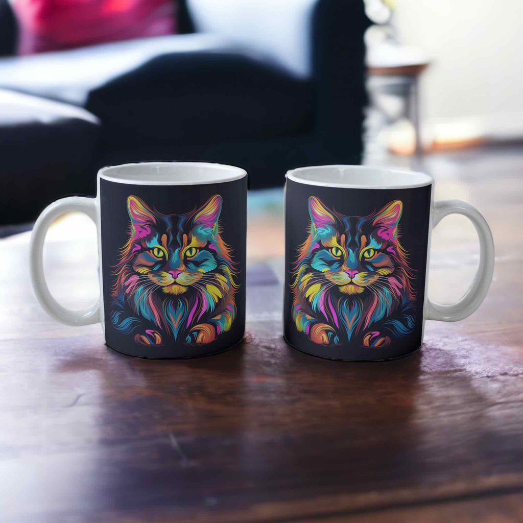 ‘Neon Kitty' Cat theme Design Mug - Laser Design Creations