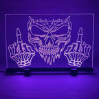 Skull ‘Up Yours’ Design - Acrylic LED Sign / Lamp - Laser Design Creations