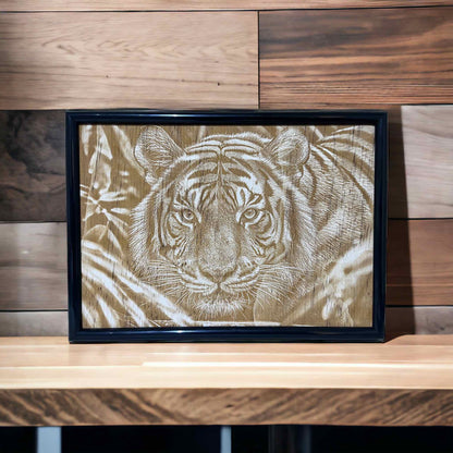 Tiger in Nature - Wood Engraved Art Design - Laser Design Creations